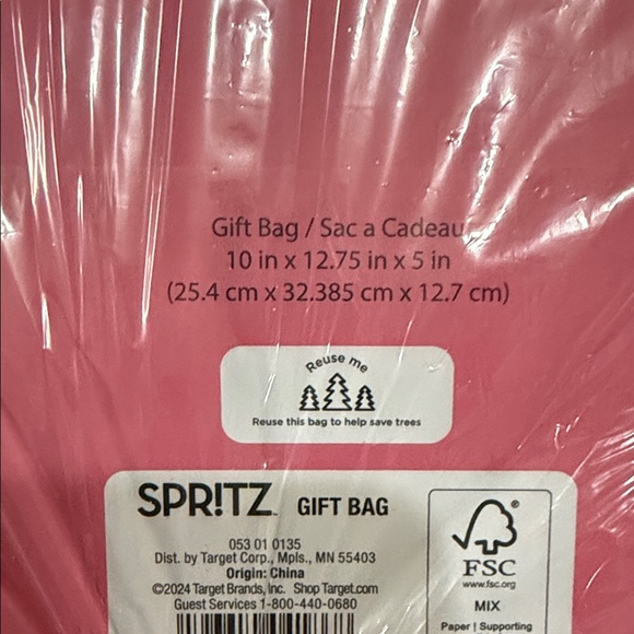 Spritz Floral Gift Bag in Pink and Peach 24 bags medium size NEW - Picture 3 of 3